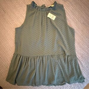 LOFT Sleeveless Peplum Ruffle Blouse in Teal